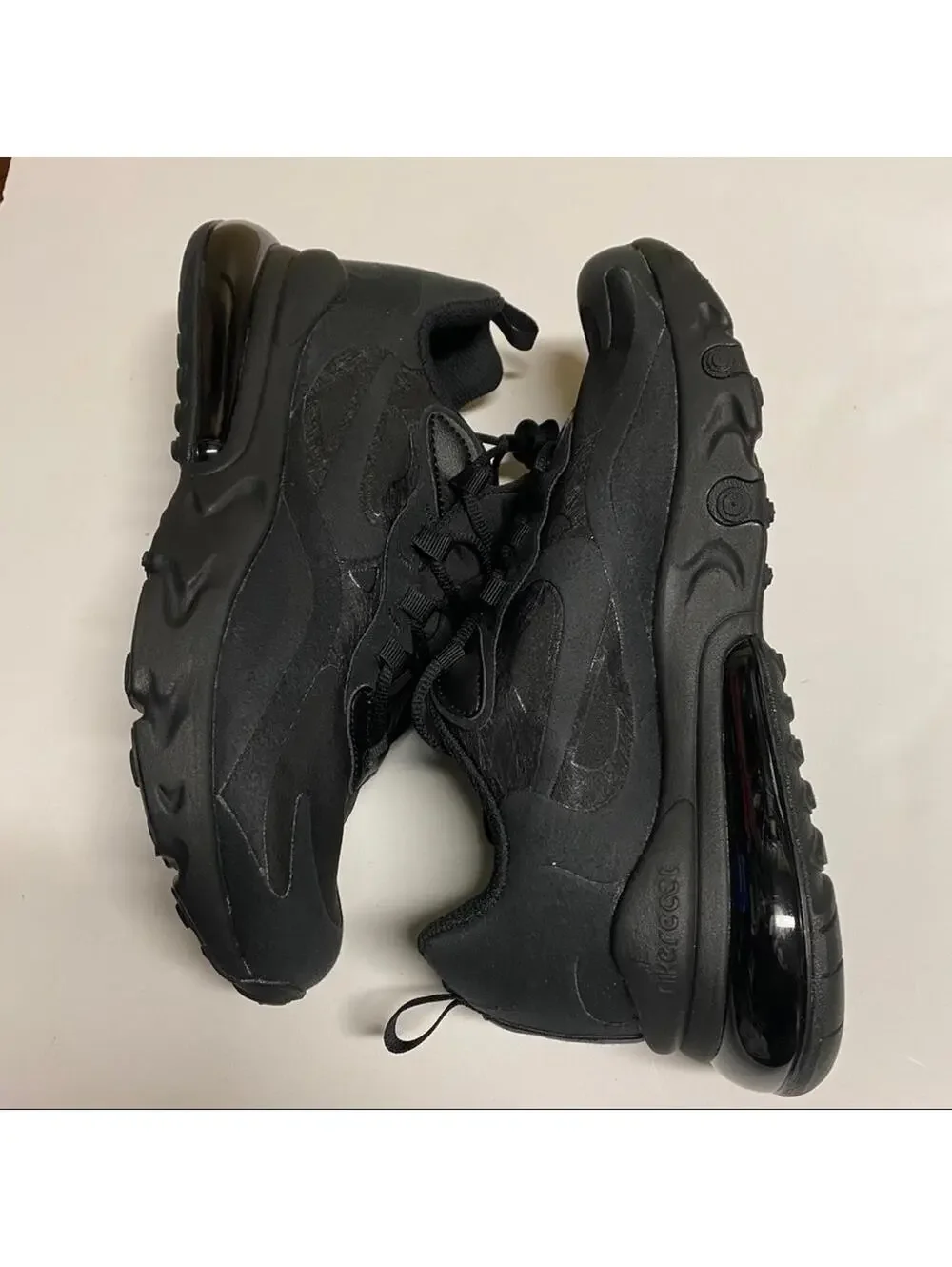 Nike Air Max 270 React Black/Black 6.5y OR 7y (GS) Sneakers BQ0103 004 NO BOX